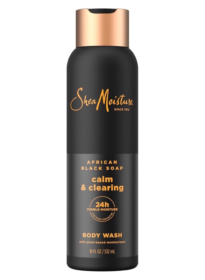 SheaMoisture SheaMoisture African Black Soap Body Wash Calm and clearing body wash for 24H Visible Moisture for Healthy, Glowing 18 Oz 18 fl ozFluid Ounce  - Image 1