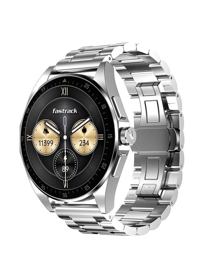 fastrack Radiant FX1 Luxury Metal Smartwatch with 3.6 cm AMOLED Display, Single Sync BT Calling, Functional Crown - Steel - Image 1