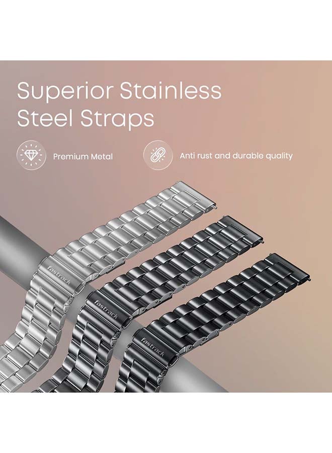 fastrack Radiant FX1 Luxury Metal Smartwatch with 3.6 cm AMOLED Display, Single Sync BT Calling, Functional Crown - Steel - Image 5