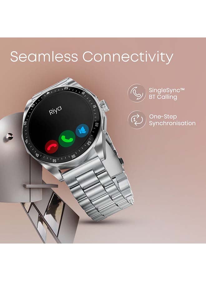 fastrack Radiant FX1 Luxury Metal Smartwatch with 3.6 cm AMOLED Display, Single Sync BT Calling, Functional Crown - Steel - Image 4