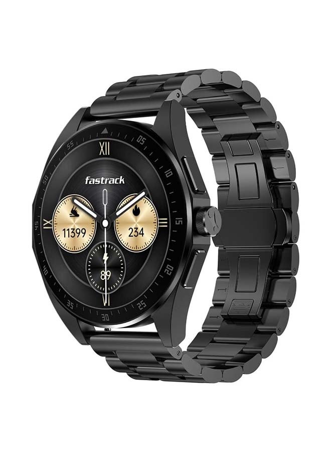 fastrack Radiant FX1 Luxury Metal Smartwatch with 3.6 cm AMOLED Display, Single Sync BT Calling, Functional Crown Black - Image 1