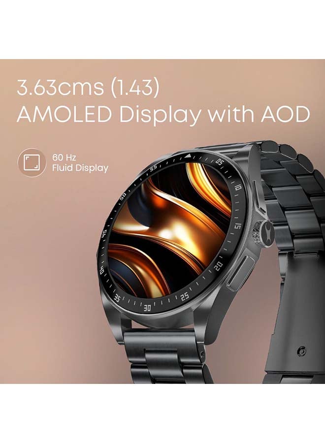 fastrack Radiant FX1 Luxury Metal Smartwatch with 3.6 cm AMOLED Display, Single Sync BT Calling, Functional Crown Black - Image 3