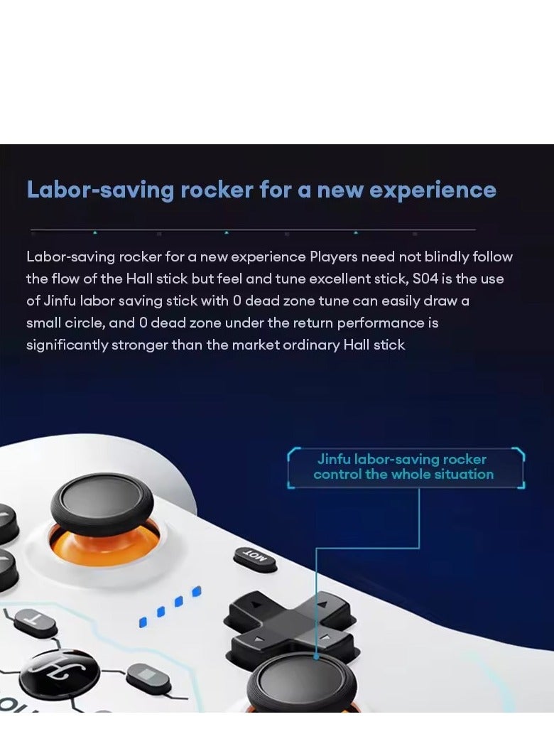 Lenovo Lenovo S04 Bluetooth Wireless PC Gamepad Dual Vibrate Plug and Play Wired Gamepads 6-axis Gyro Sensor Gaming Controller,White - Image 3