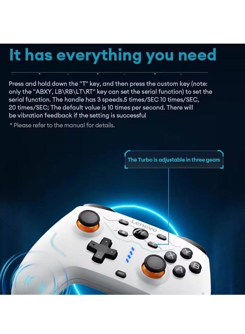 Lenovo Lenovo S04 Bluetooth Wireless PC Gamepad Dual Vibrate Plug and Play Wired Gamepads 6-axis Gyro Sensor Gaming Controller,White - Image 4