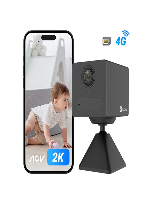 CB2 4G Security Camera, 2K/3MP Battery Camera with 4G Connectivity, Always-on Video, Human Shape Detection, Two Way Talk, Magnetic Base, IR Night Vision, Supports Cloud & SD card Storage(Black)