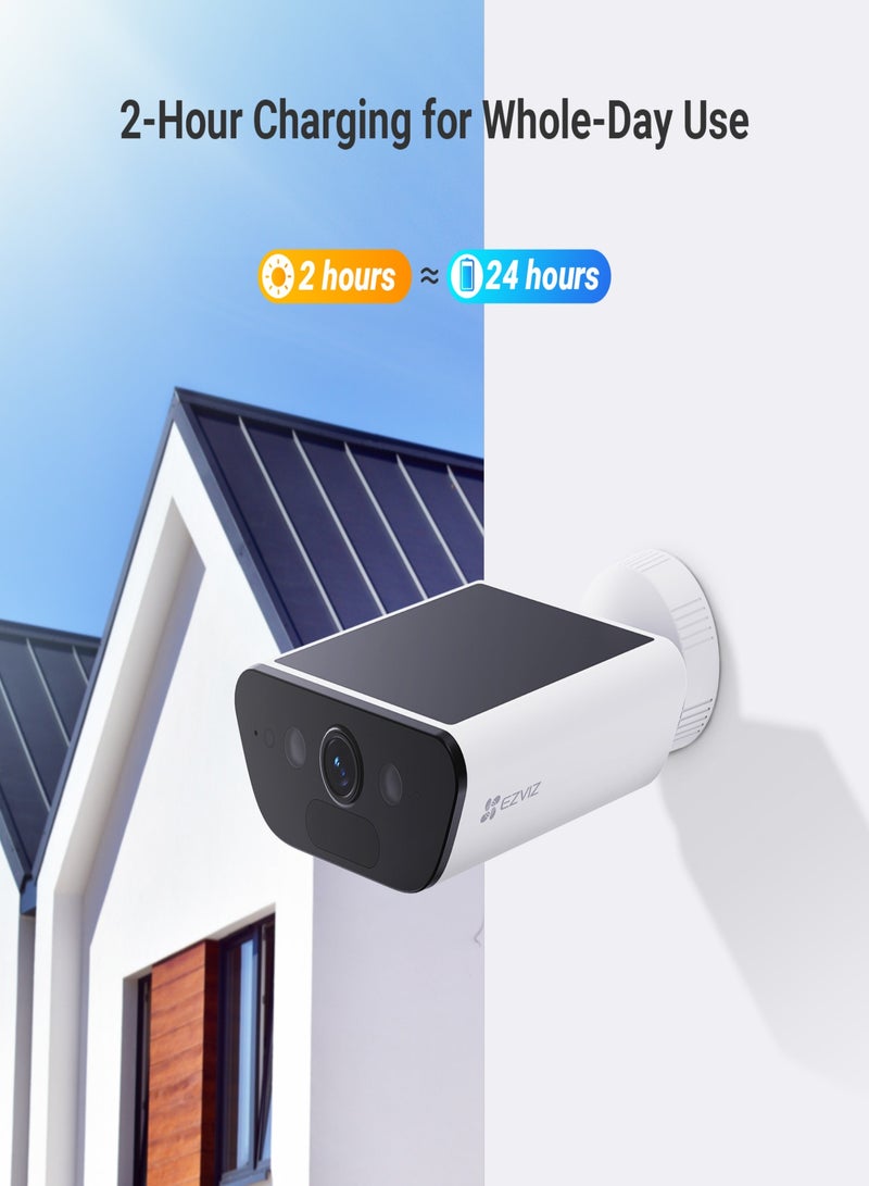 إيزفيز CB5 Outdoor Security Camera, 4K/8MP Solar Battery Camera with Always-On Video, Built-in Solar Panel, AI Human/Vehicle Detection, Weatherproof, Color Night Vision, Two-Way Talk, Supports Wi-Fi 6  - Image 2
