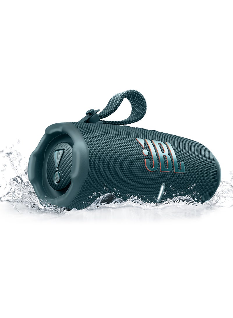 JBL - Charge 6 - Portable Waterproof And Drop-Proof Bluetooth Speaker With Built-In Power Bank, Multi-Speaker Connection Via Auracast, Up To 28 Hours Playtime, Fast Charging, And Powerful Sound Blue - Image 1