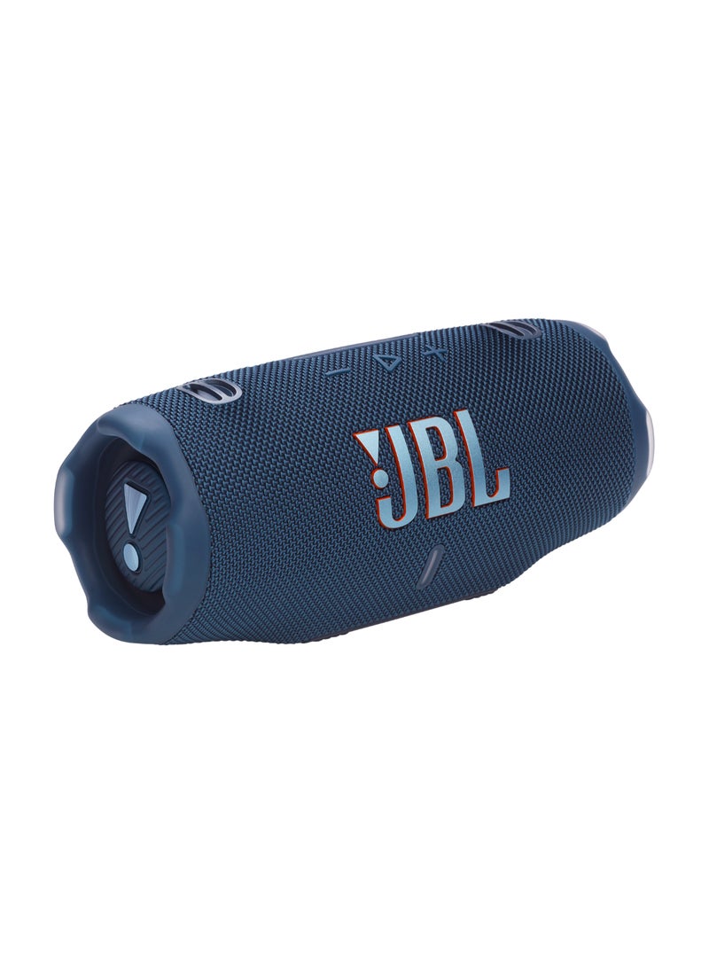 JBL - Charge 6 - Portable Waterproof And Drop-Proof Bluetooth Speaker With Built-In Power Bank, Multi-Speaker Connection Via Auracast, Up To 28 Hours Playtime, Fast Charging, And Powerful Sound Blue - Image 1