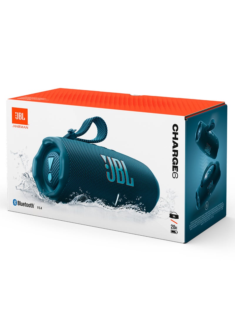 JBL - Charge 6 - Portable Waterproof And Drop-Proof Bluetooth Speaker With Built-In Power Bank, Multi-Speaker Connection Via Auracast, Up To 28 Hours Playtime, Fast Charging, And Powerful Sound Blue - Image 1
