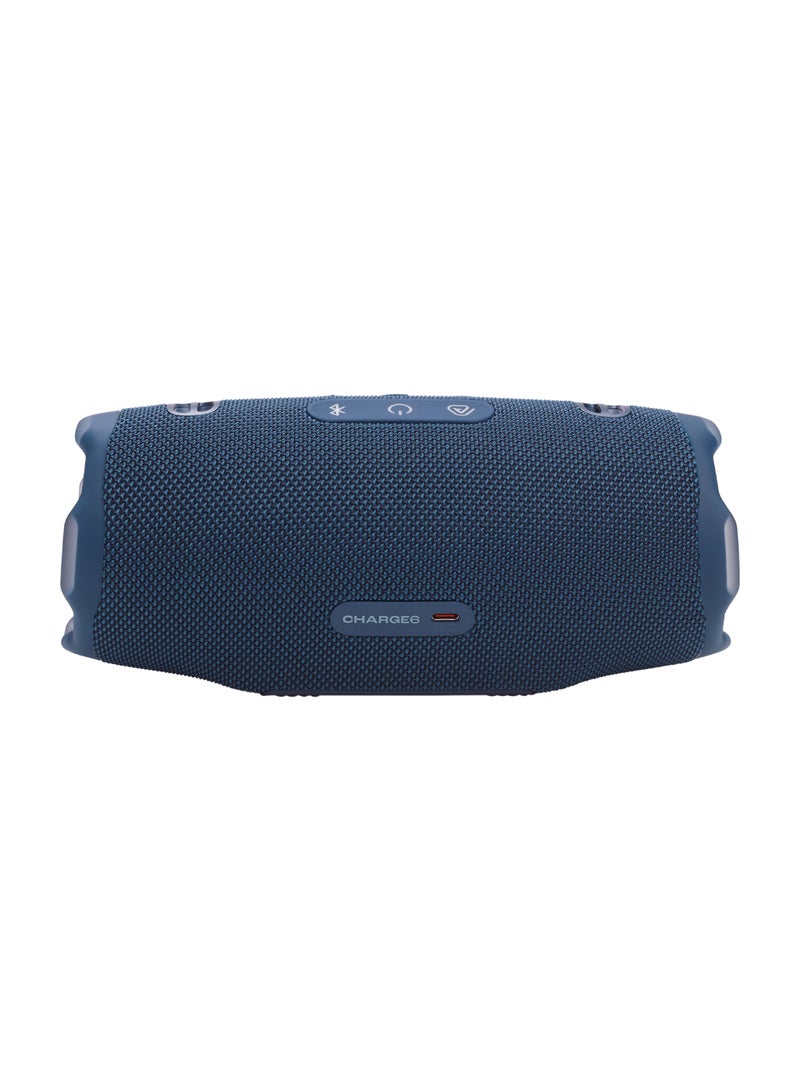 JBL - Charge 6 - Portable Waterproof And Drop-Proof Bluetooth Speaker With Built-In Power Bank, Multi-Speaker Connection Via Auracast, Up To 28 Hours Playtime, Fast Charging, And Powerful Sound Blue - Image 1