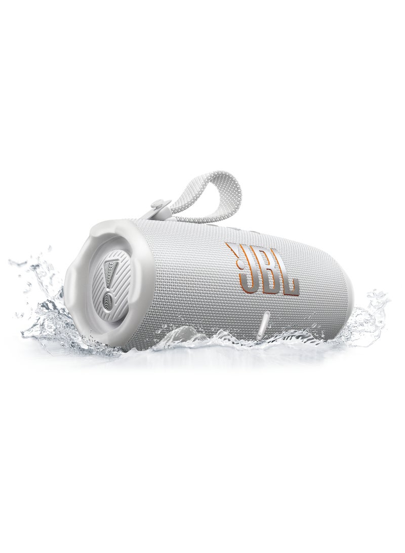 JBL - Charge 6 - Portable Waterproof And Drop-Proof Bluetooth Speaker With Built-In Power Bank, Multi-Speaker Connection Via Auracast, Up To 28 Hours Playtime, Fast Charging, And Powerful Sound White - Image 1