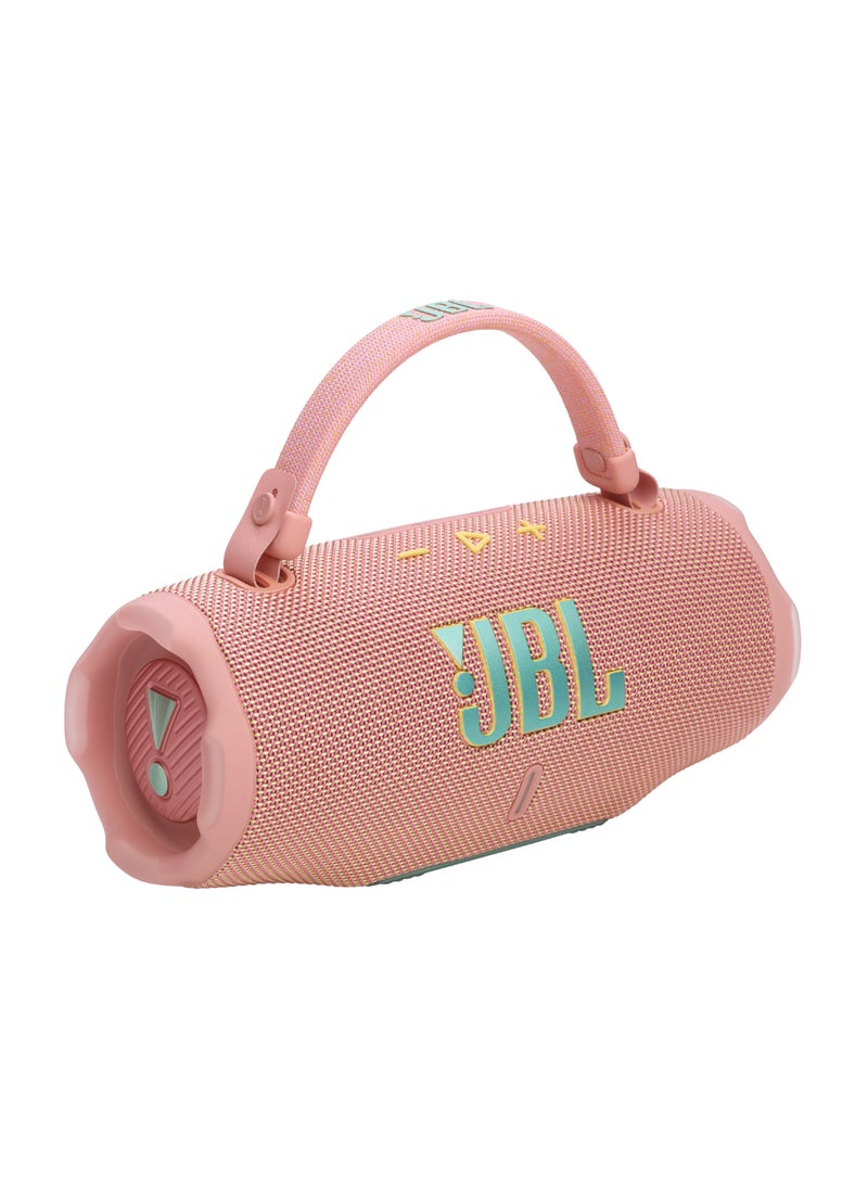 JBL - Charge 6 - Portable Waterproof And Drop-Proof Bluetooth Speaker With Built-In Power Bank, Multi-Speaker Connection Via Auracast, Up To 28 Hours Playtime, Fast Charging, And Powerful Sound Pink - Image 1
