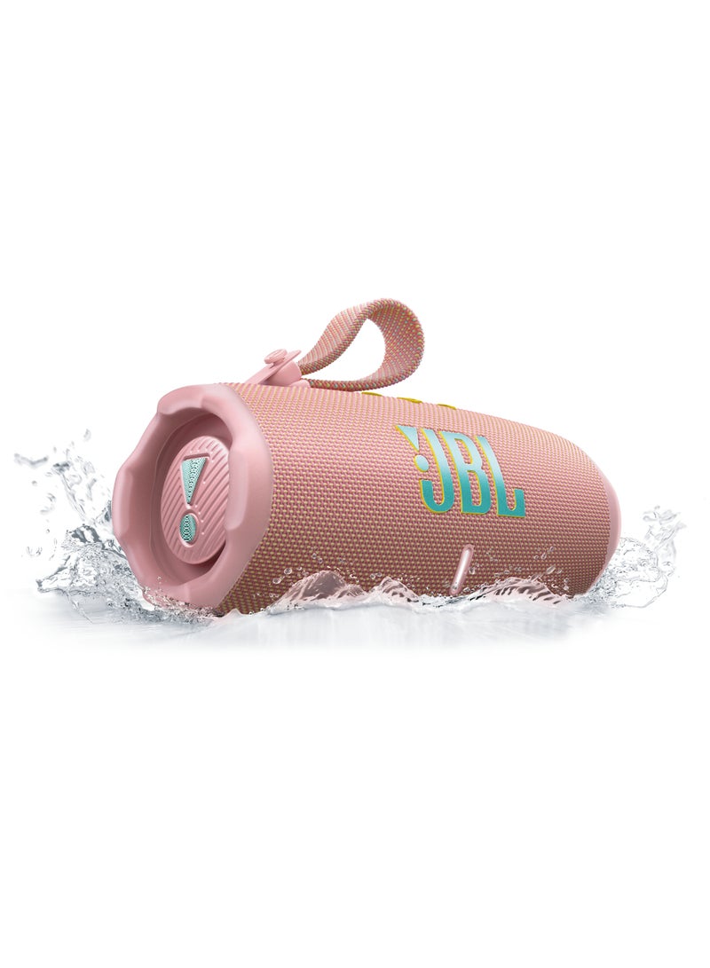 JBL - Charge 6 - Portable Waterproof And Drop-Proof Bluetooth Speaker With Built-In Power Bank, Multi-Speaker Connection Via Auracast, Up To 28 Hours Playtime, Fast Charging, And Powerful Sound Pink - Image 1