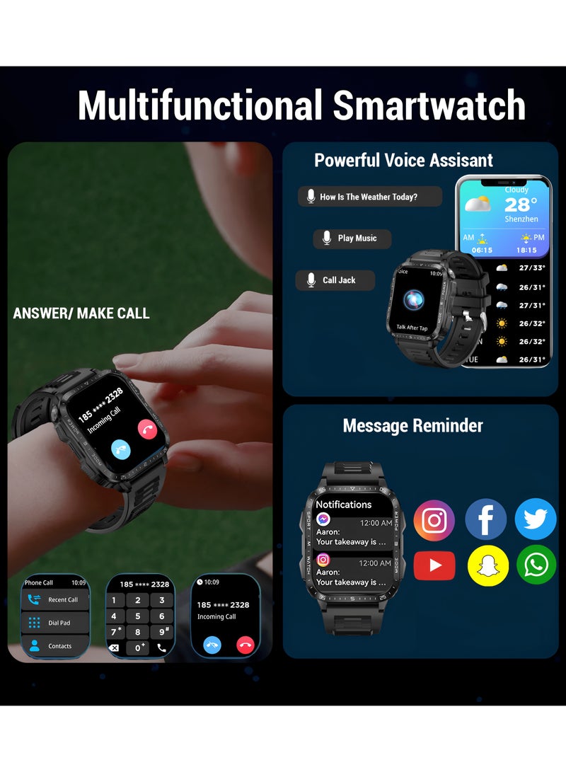 ArmFit - 430 mAh KTPro Smartwatch For Men, AI Voice Bluetooth Calling Waterproof Fitness Watches Compatible With Android iOS Black - Image 1