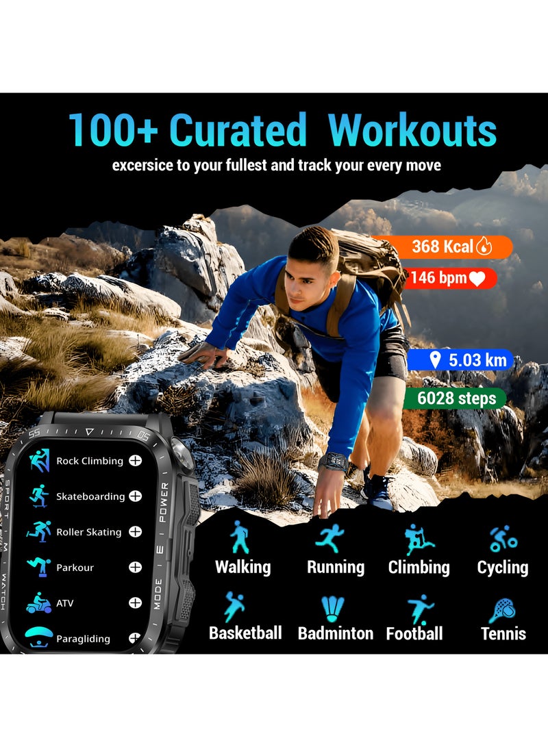 ArmFit - 430 mAh KTPro Smartwatch For Men, AI Voice Bluetooth Calling Waterproof Fitness Watches Compatible With Android iOS Black - Image 1