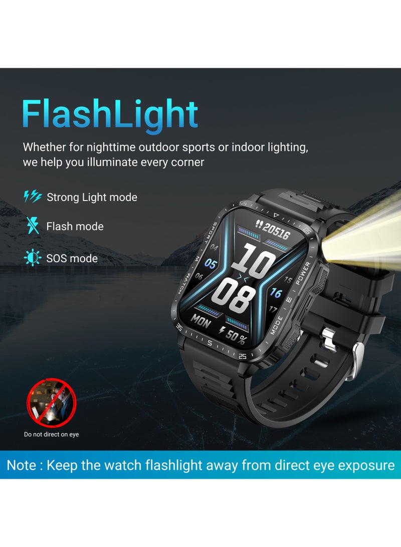 ArmFit - 430 mAh KTPro Smartwatch For Men, AI Voice Bluetooth Calling Waterproof Fitness Watches Compatible With Android iOS Black - Image 1