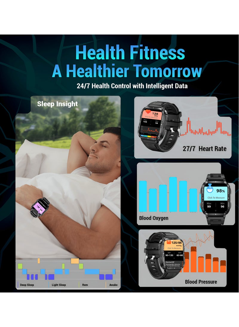ArmFit - 430 mAh KTPro Smartwatch For Men, AI Voice Bluetooth Calling Waterproof Fitness Watches Compatible With Android iOS Black - Image 1
