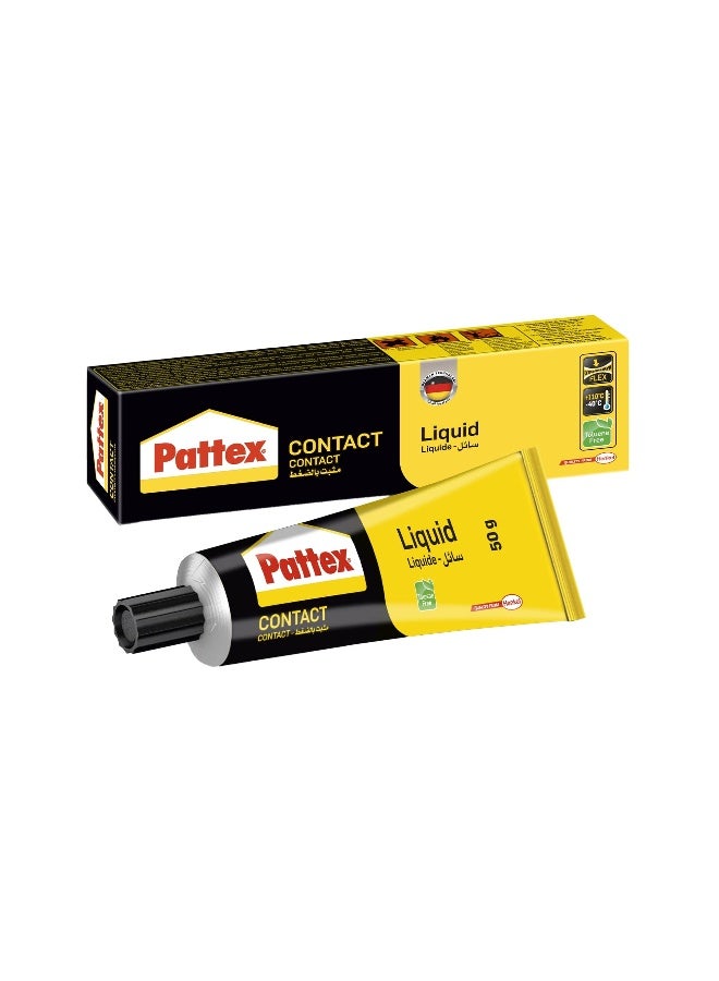 Pattex Contact Glue Tube 50g | Strong Bond Adhesive | All-Purpose Glue for Wood, Metal, Rubber, Leather & Porcelain | Instant Grip with Anti-Clog Cap Clear - Image 1