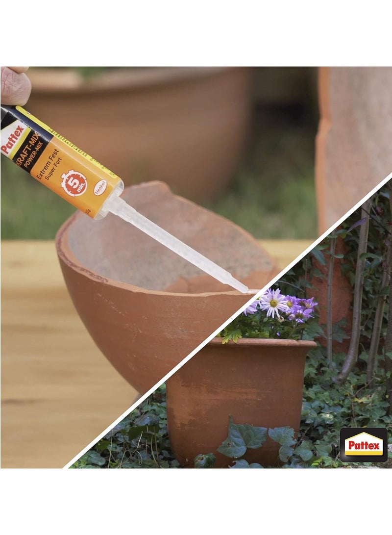 Pattex Pattex 5 Minutes Power Epoxy Glue, Epoxy Resin Glue With Ready-to-use Mixing Syringe, Strong And Rapid Glue Suitable For Irregular Surfaces, 11 ml Clear  - Image 2