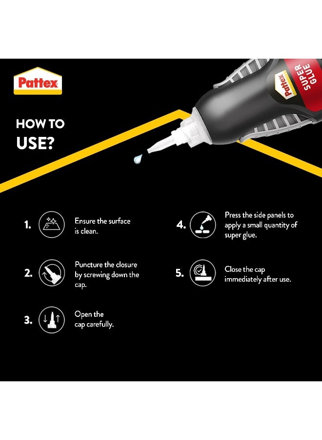 Pattex Super Glue Liquid Control - 3g | Clear Adhesive with Precise Nozzle | Instant Invisible Repair | Dishwasher Safe Clear - Image 3