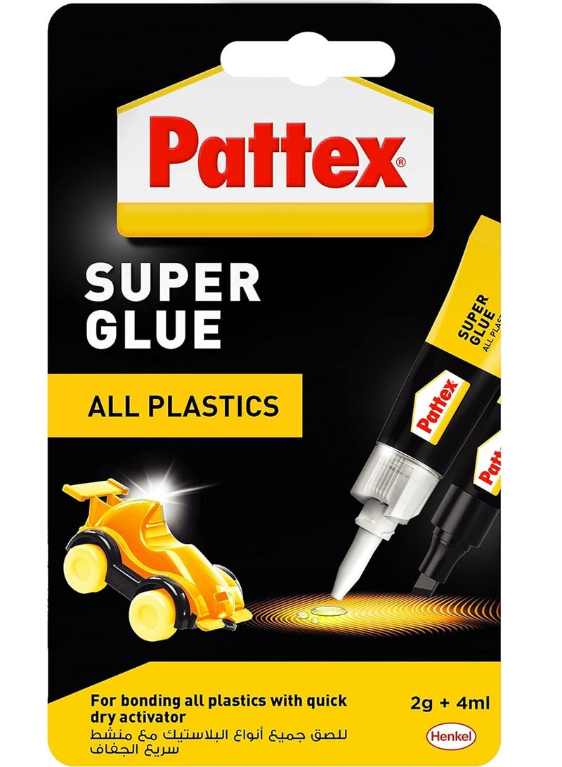 باتكس Pattex Liquid Glue For Plastic, Strong Adhesive for Repairs, Clear Glue For Plastic Material, Easy to Use Instant Super Glue 2g Clear  - Image 1