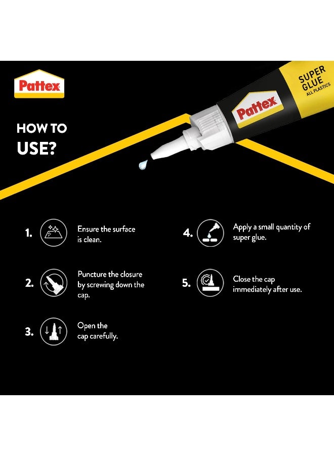 Pattex Super Glue All Plastics - 2g+4ml | Instant Grip Invisible Repair with Anti-Clog Cap | Compatible with All  Plastics Clear - Image 3