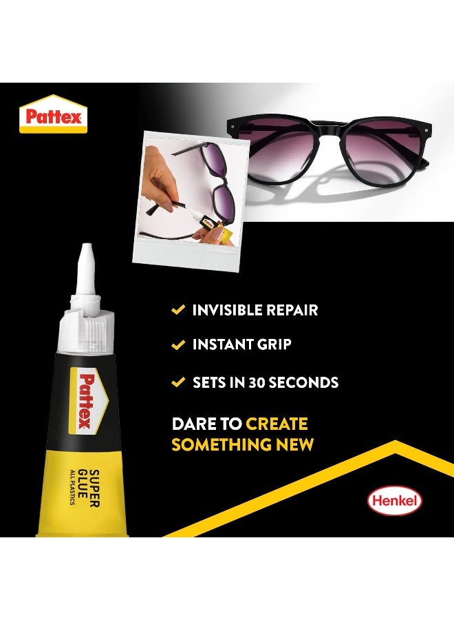 Pattex Super Glue All Plastics - 2g+4ml | Instant Grip Invisible Repair with Anti-Clog Cap | Compatible with All  Plastics Clear - Image 2