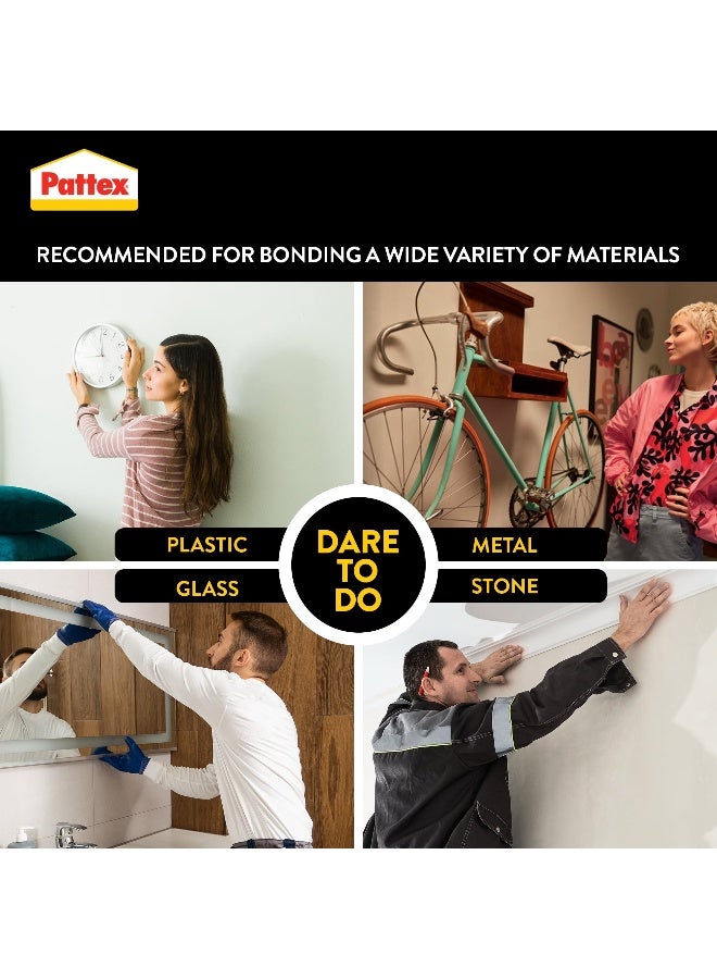 Pattex No More Nails Mounting Tape | 19mm x 1.5m | Heavy Duty Double-Sided Foam Tape | Holding Capacity: Upto 80kg/ Roll Clear - Image 4