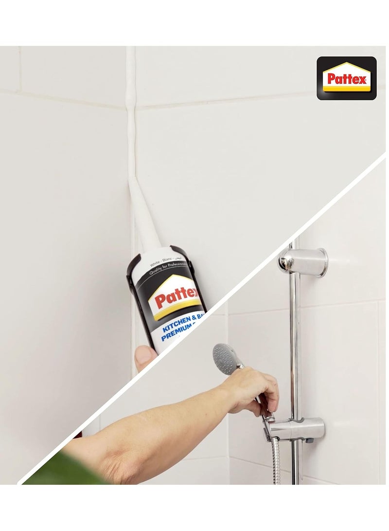 Pattex - Pattex Sf525 Kitchen And Bath Premium Silicone Sealant, Mould Resistant, Ideal For Showers, Toilets And Tiles, Easy Bathroom Sealant And Kitchen Sealant Cartridge 280ML Clear - Image 1