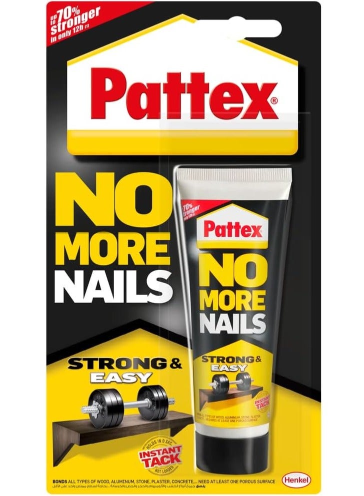 باتكس Pattex No More Nails Strong & Easy, Heavy-Duty Mounting Adhesive, Strong Glue For Wood, Ceramic, Metal & More, White Instant Grab Adhesive Tube 50G Clear  - Image 1