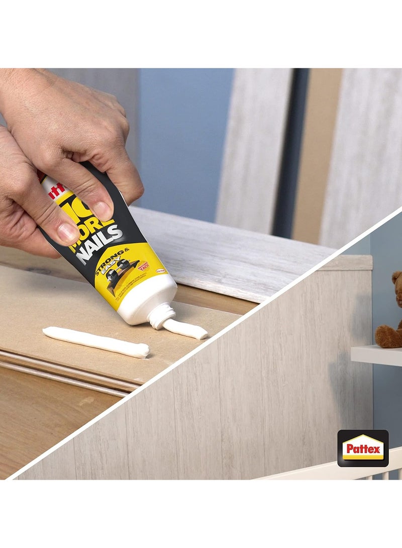 باتكس Pattex No More Nails Strong & Easy, Heavy-Duty Mounting Adhesive, Strong Glue For Wood, Ceramic, Metal & More, White Instant Grab Adhesive Tube 50G Clear  - Image 5