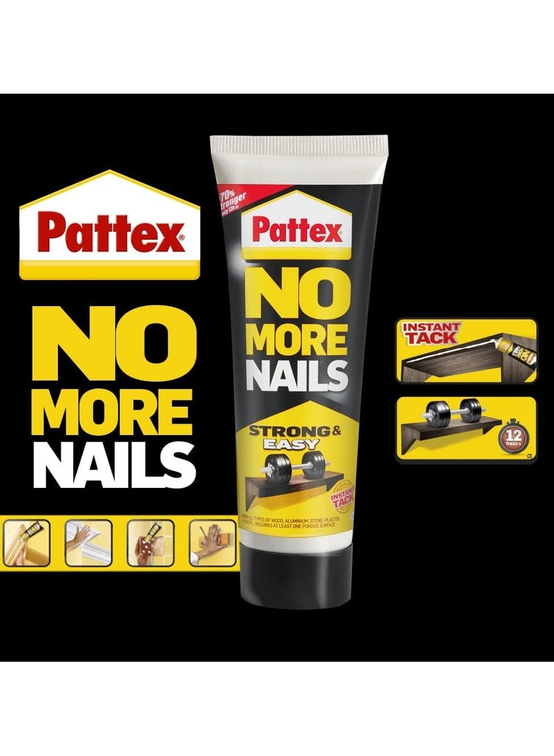 باتكس Pattex No More Nails Strong & Easy, Heavy-Duty Mounting Adhesive, Strong Glue For Wood, Ceramic, Metal & More, White Instant Grab Adhesive Tube 50G Clear  - Image 4