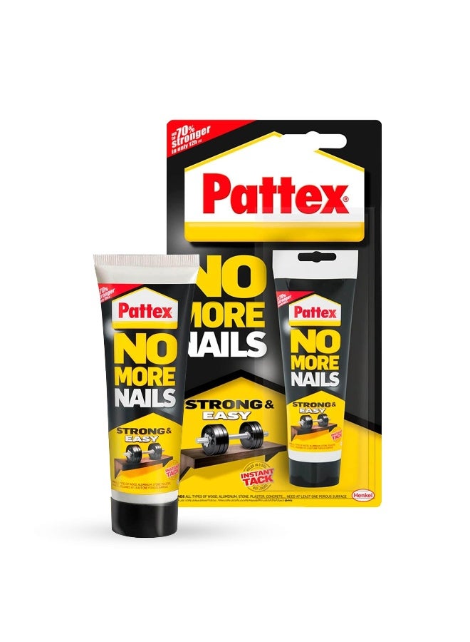 Pattex No More Nails Strong & Easy - 50g | Heavy-Duty Mounting Adhesive | Solvent Free & Low Odor Mount Glue Clear - Image 1