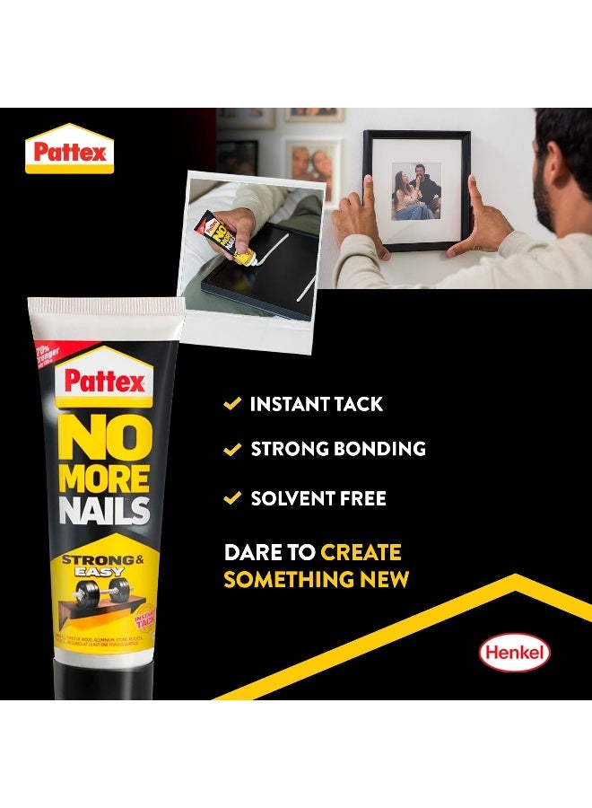 Pattex No More Nails Strong & Easy - 50g | Heavy-Duty Mounting Adhesive | Solvent Free & Low Odor Mount Glue Clear - Image 2