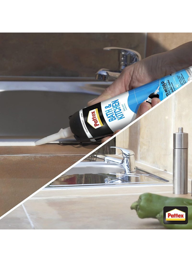 باتكس Bath and Kitchen Sealant Anti-Mould White, 200 ml  2751638 White  - Image 2