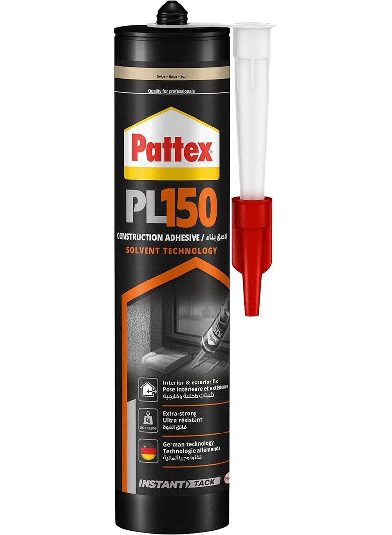باتكس Pattex PL150, Water and Temperature Resistant Glue Adhesive, Mounting Adhesive for Indoor and Outdoor Use, Extra Strong Glue  Cartridge 380g White  - Image 1