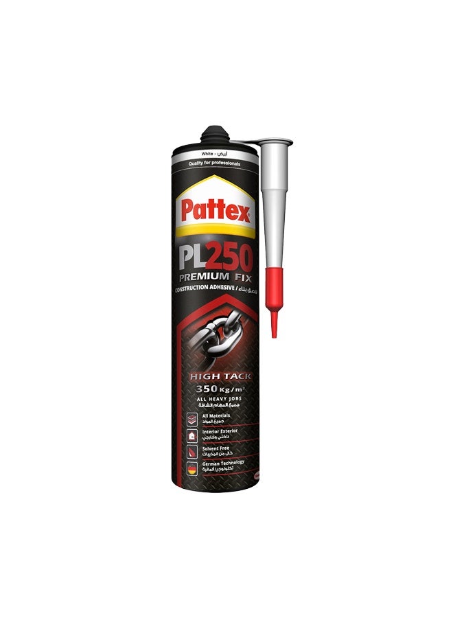 Pattex PL250 Construction Adhesive White - 440g | High Strength Polymer Adhesive for Heavy Jobs | Suitable for Stone and Glass White - Image 1