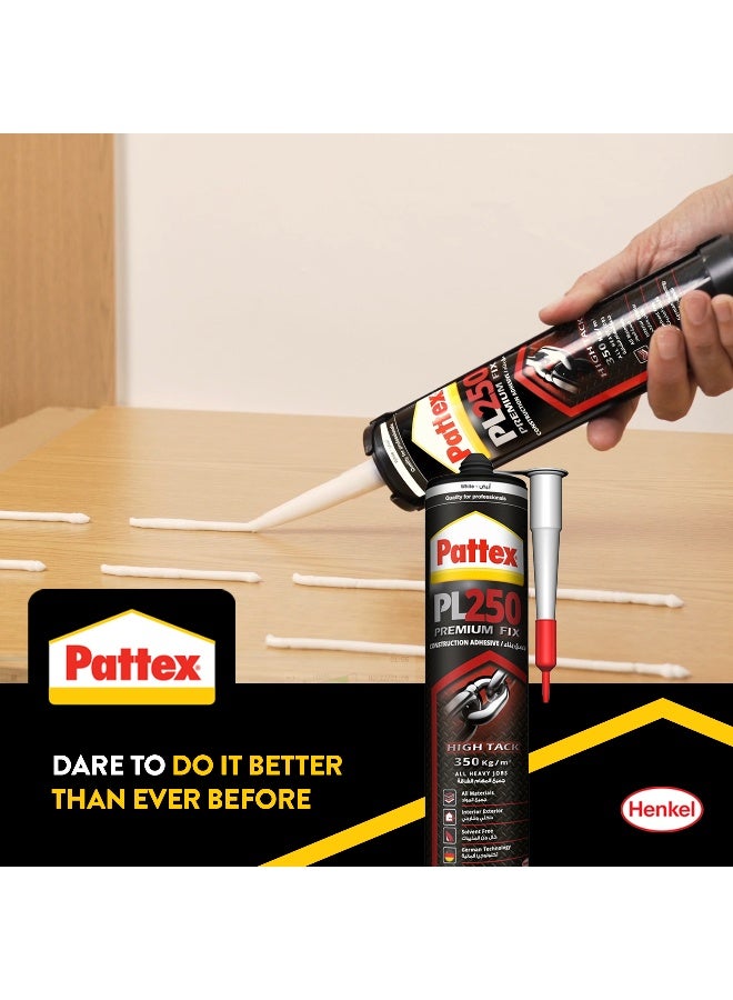 Pattex PL250 Construction Adhesive White - 440g | High Strength Polymer Adhesive for Heavy Jobs | Suitable for Stone and Glass White - Image 4