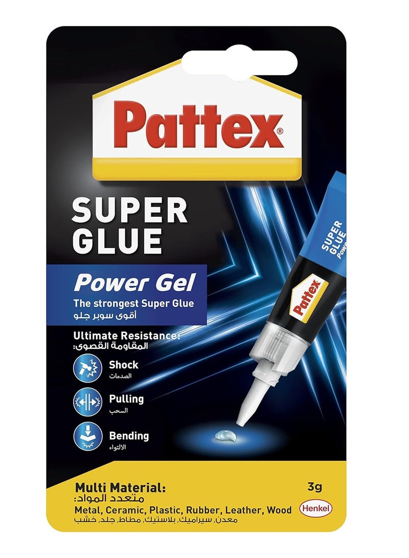 باتكس Pattex Super Glue Power Gel Strong Super Glue Gel, All Purpose Adhesive for Flexible Materials, Easy to Use Clear Glue 3g Clear  - Image 2