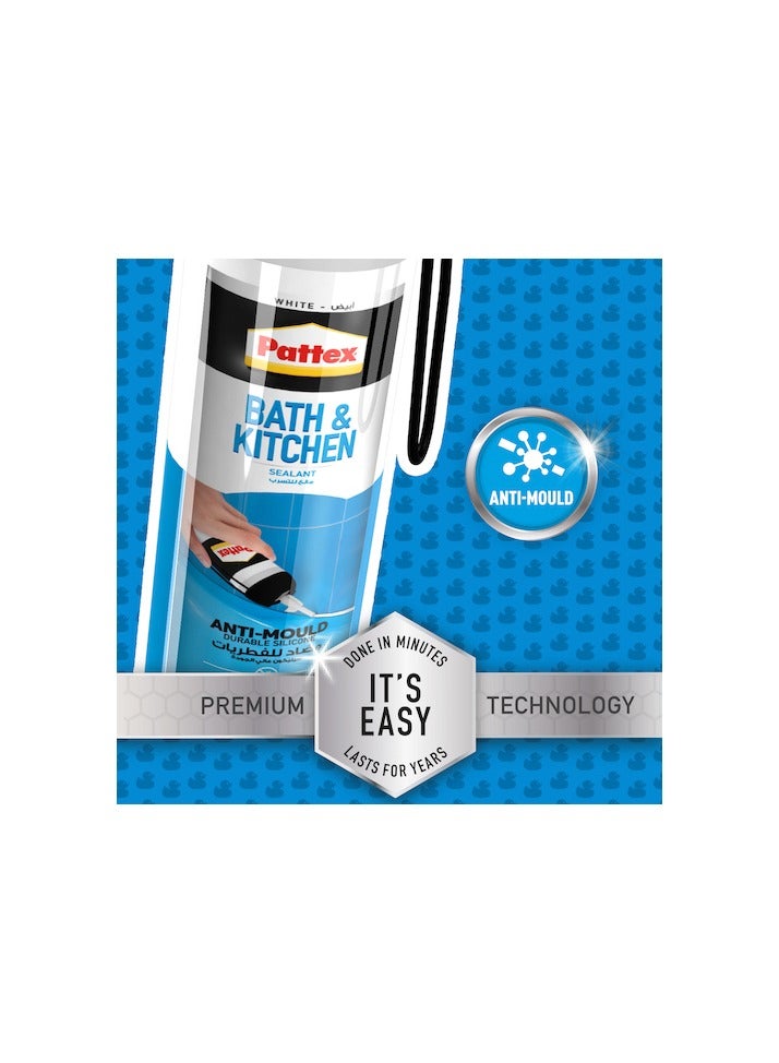 Pattex - Pattex Sanitary Antimould Transparent Pressure Pack, For Indoor Sealing, Ideal For Bathroom & Kitchen, Waterproof And Mould Resistant. Easy To Use Sealant, 1X200Ml Pressure Pack Clear - Image 1