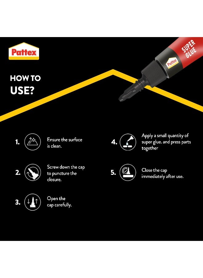 Pattex Super Glue Mini Dose - 3x1g | All Purpose Clear Adhesive with Anti-Clog Cap | Instant Grip Invisible Repair Clear - Image 3