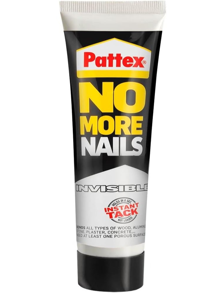 باتكس Pattex No More Nails Invisible, Heavy-Duty Clear Glue, Strong Glue For Wood, Ceramic, Metal And More, Instant Grab Mounting Adhesive Tube 40G Clear  - Image 3