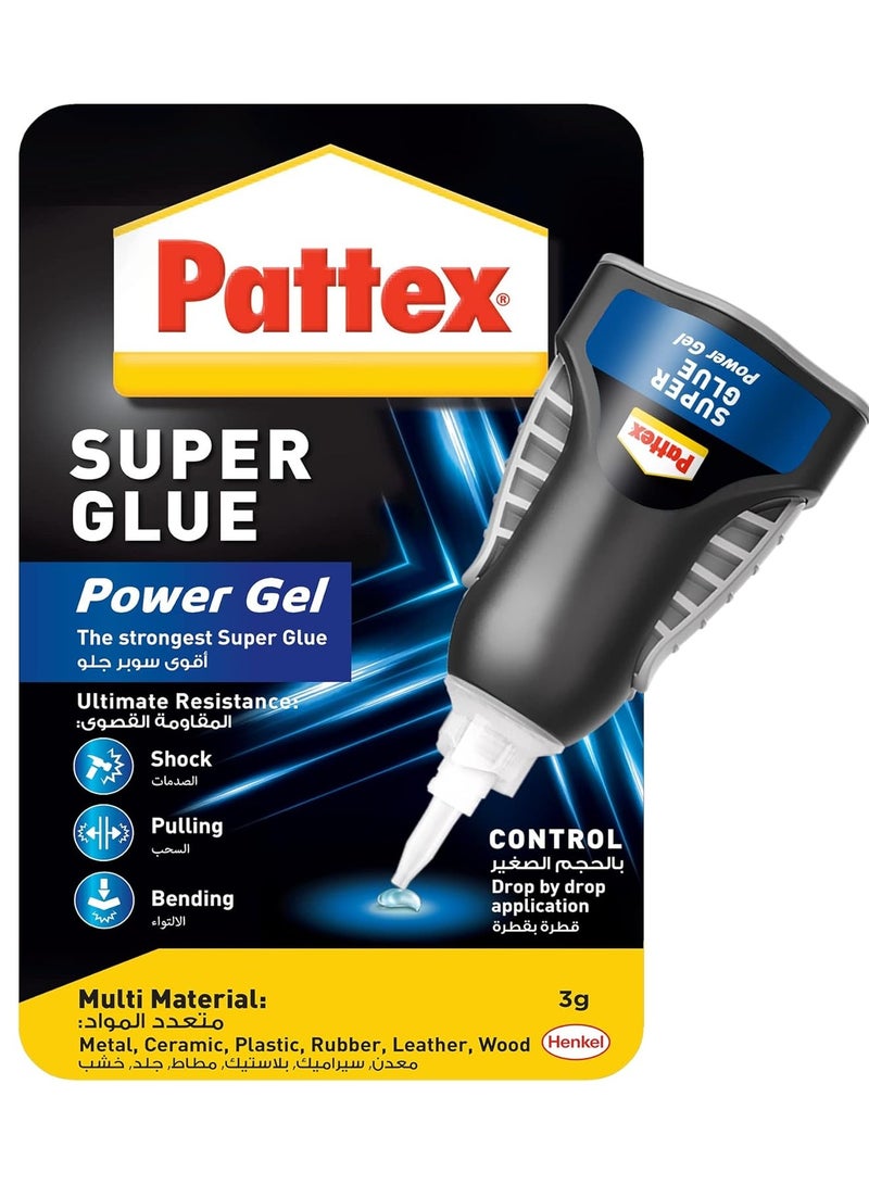 Pattex Pattex Super Glue Power Gel Control Flexible Super Glue Gel Superglue With Non-Drip Formula For Vertical Applications Clear Glue With Precise Nozzle 1x3G Clear  - Image 1