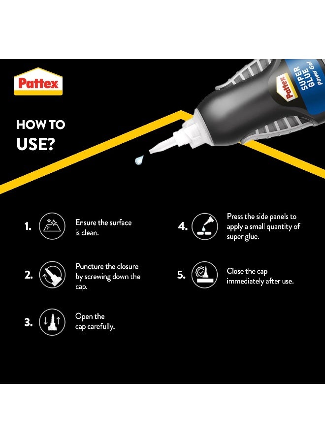 باتكس باتيكس سوبر غراء باور جل تحكم غراء سوبر مرن جل سوبرغراء مع صيغة غير قابلة للتنقيط للتطبيقات الرأسية غراء شفاف مع فوهة دقيقة 1x3G - Image 3