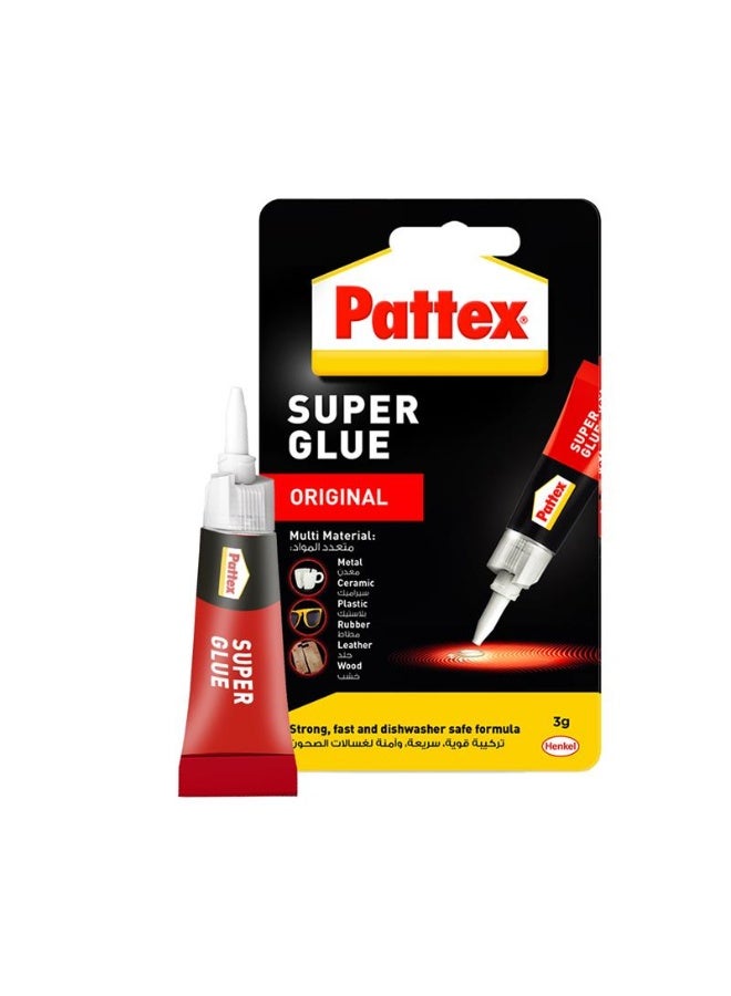 Pattex Super Glue Liquid Tube - 3g | Clear Adhesive with Anti-Clog Cap | Instant Grip Invisible Repair | Dishwasher Safe Clear - Image 1