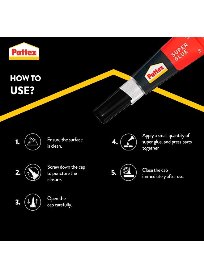 Pattex Super Glue Liquid Tube - 3g | Clear Adhesive with Anti-Clog Cap | Instant Grip Invisible Repair | Dishwasher Safe Clear - Image 3