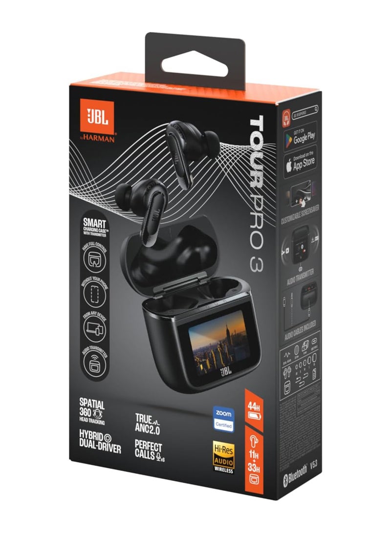 JBL Tour Pro 3, True Wireless Earbuds With Bluetooth, Built-in Battery And 40h Playback, Charging Case, Noise Cancelling And Spatial 360 With Head Tracking Function Black  - Image 3