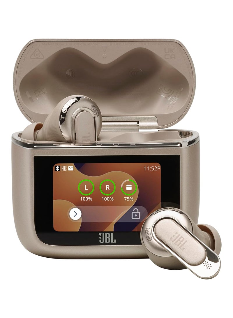 JBL - Tour Pro 3, True Wireless Earbuds With Bluetooth, Built-in Battery And 40h Playback, Charging Case, Noise Cancelling And Spatial 360 With Head Tracking Gold - Image 1
