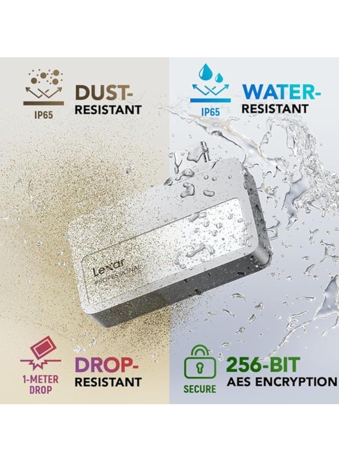 Lexar - Lexar 1TB Professional Go Portable SSD, Supports Apple ProRes, Up to 1050MB/s Read & 1000MB/s Write, USB 3.2 Gen 2, Rugged, Compatible with iPhone 15 Series, PC & Mac (LSL400X001T-RNSNU) 1 TB - Image 1