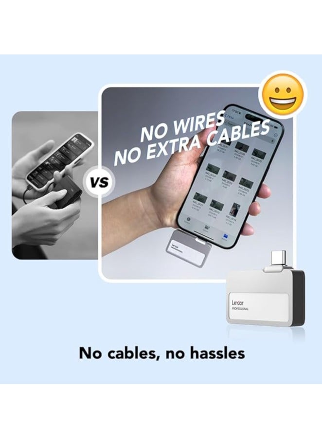 Lexar 1TB Professional Go Portable SSD, Supports Apple ProRes, Up to 1050MB/s Read & 1000MB/s Write, USB 3.2 Gen 2, Rugged, Compatible with iPhone 15 Series, PC & Mac (LSL400X001T-RNSNU) 1 TB - Image 4